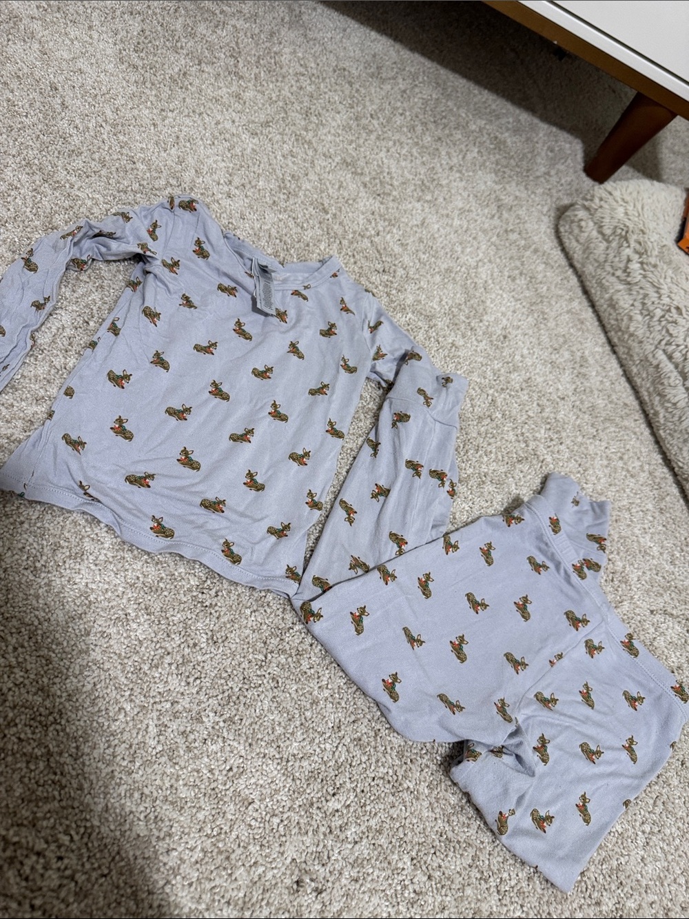 SKIMS Light Blue DEER Print Pajama Set for Kids